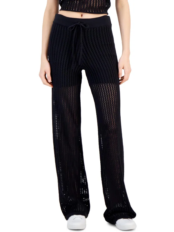 Weekend Specials to Savor Womens Crochet Knit Straight Leg Pants