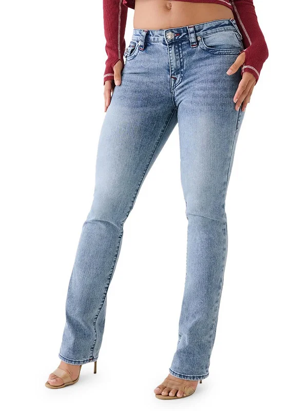 Flash Deal Billie Womens Mid-Rise Stretch Straight Leg Jeans