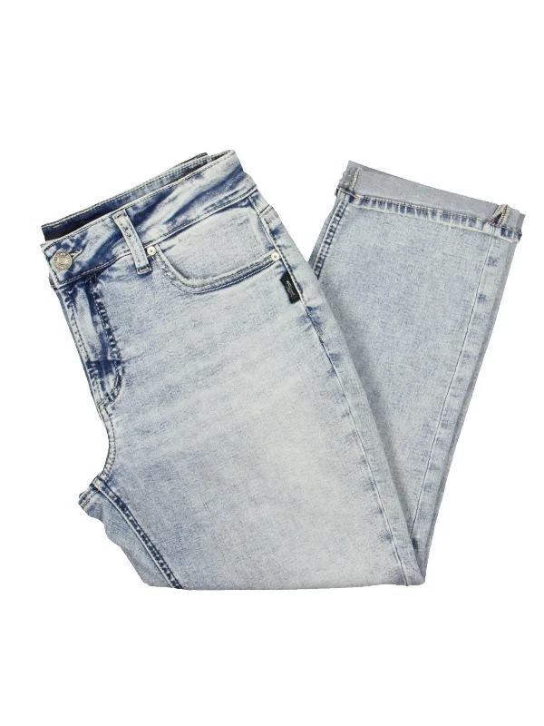 Weekend Savings Spectacle Womens Mid Rise Faded Capri Jeans