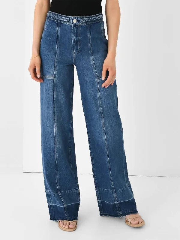 Final Clearance Braided Waistband Wide Leg Jean In Dewdrop