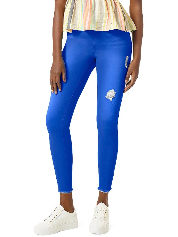 Midnight Madness Womens Distressed Rayon Jeggings