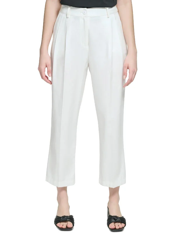 Online Exclusive Womens High Rise Pleated Straight Leg Pants