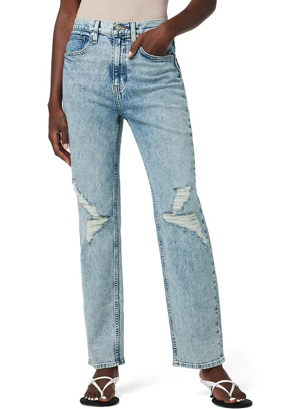 Weekend Discounts You Deserve Jade Womens High Rise Distressed Straight Leg Jeans