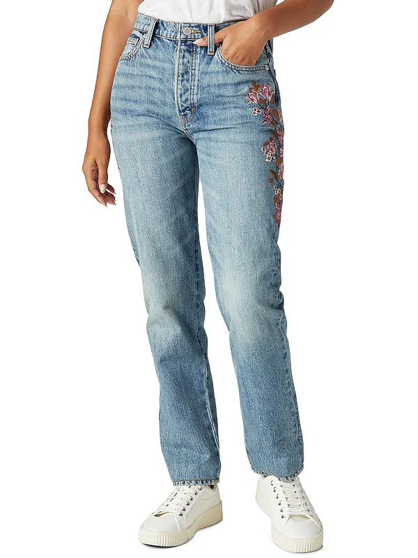 Super Savings Womens High-Rise Embroidered Mom Jeans