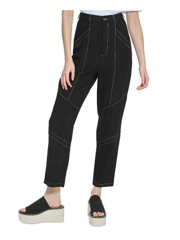 Weekend Discounts to Grab Womens Crinkle Pockets Ankle Pants