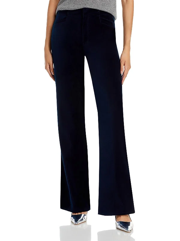 Act Fast Leenah Womens Velour Straight Leg Jeans
