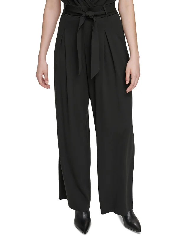 Special Discount Womens Pleated Belted Wide Leg Pants