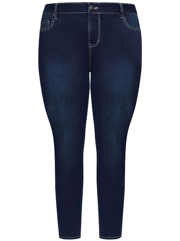 Big Discounts Womens Mid Rise Dark Wash Skinny Jeans