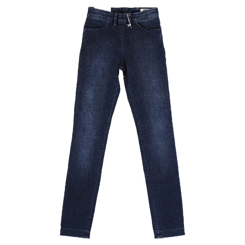 Deal of the Day Acne Studios Back Zipped Straight-Leg Jeans in Blue Cotton Denim