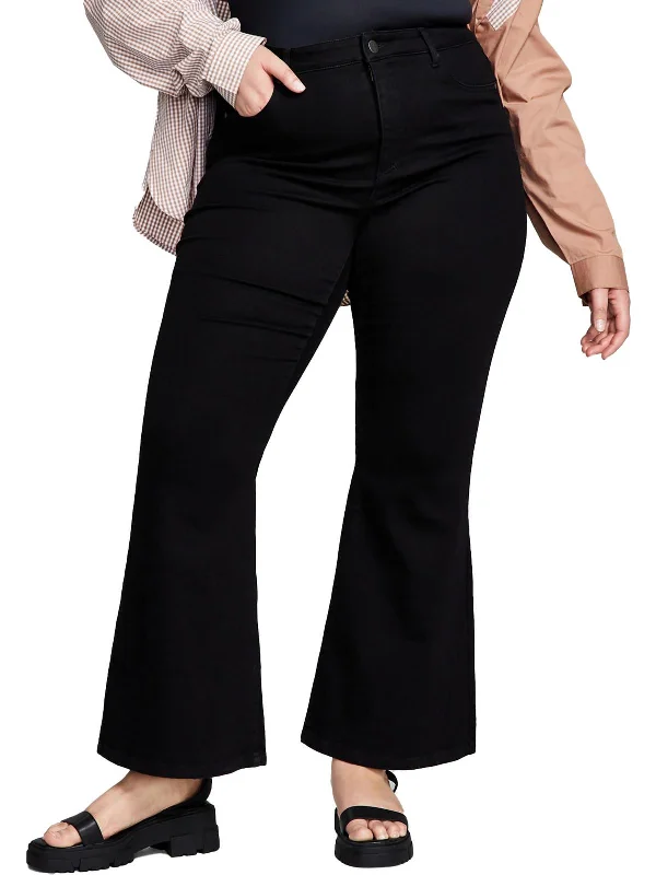 Unbeatable Prices Plus Womens High Rise Solid Flared Jeans