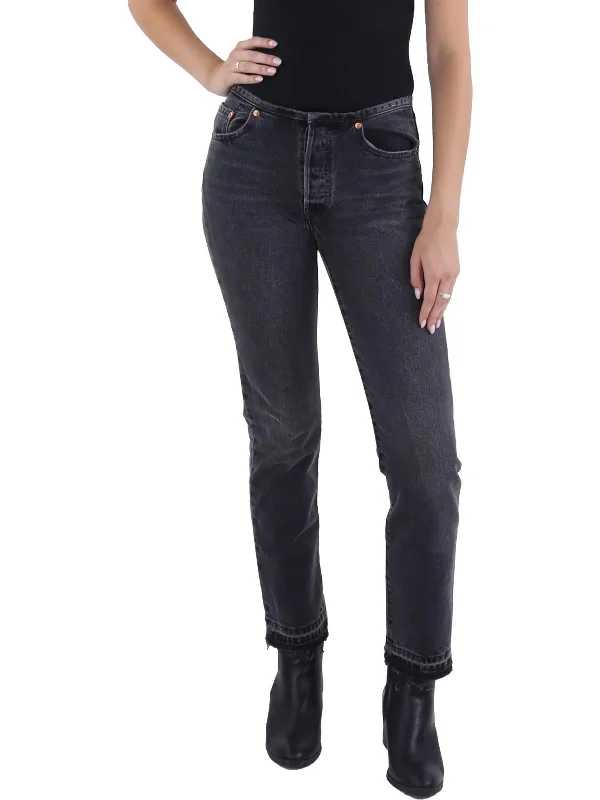 Now or Never 501 Womens Ankle High Rise Straight Leg Jeans