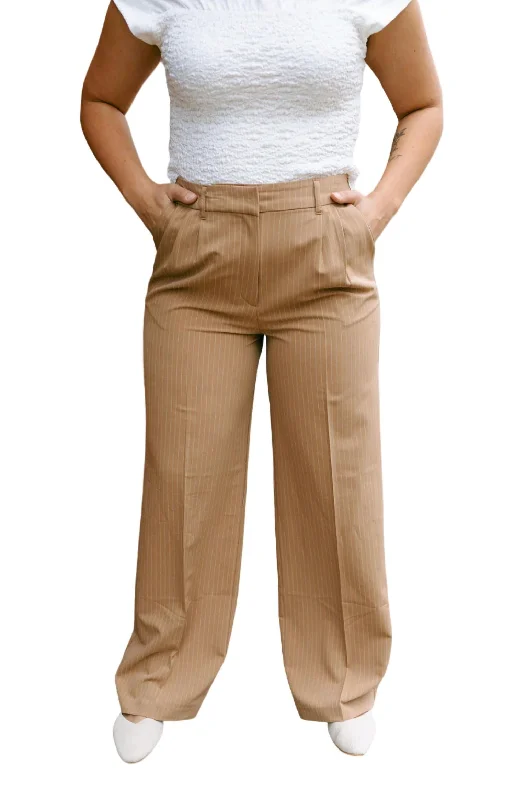 Early Bird Discount Pinstripe Trousers In Tan