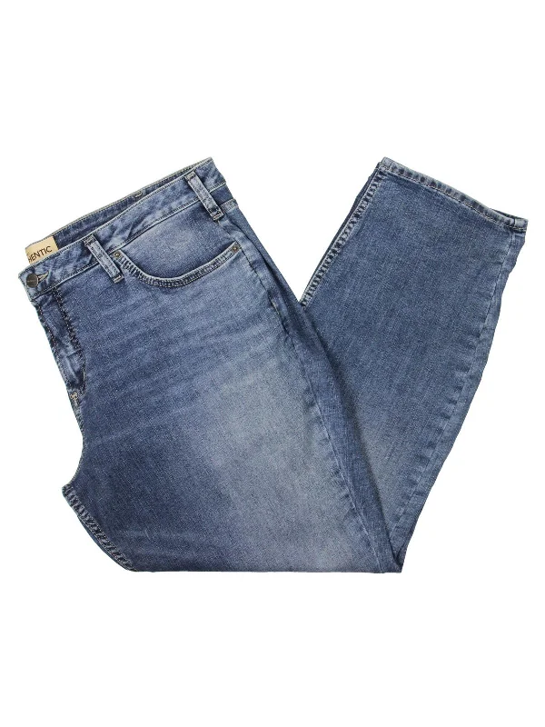 Instant Deal Plus Womens Mid-Rise Stretch Straight Leg Jeans