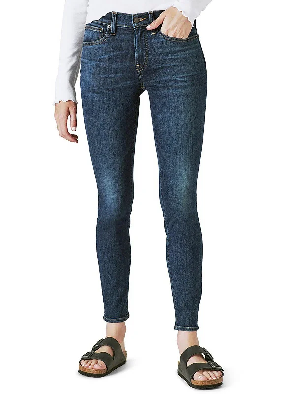 Can't Beat Womens Mid-Rise Dark Wash Skinny Jeans