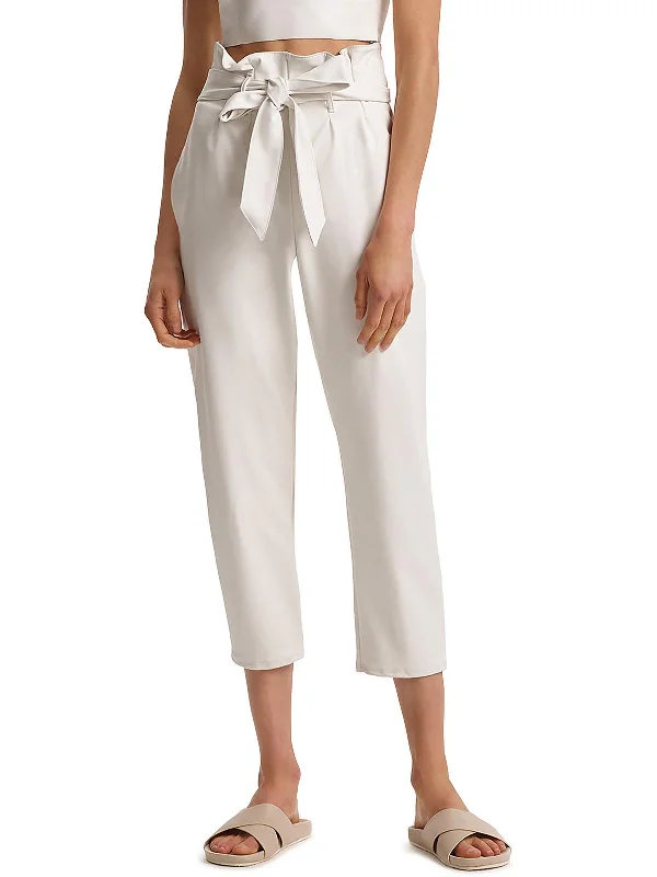 Amazing Deals Womens Faux Leather Paperbag Cropped Pants