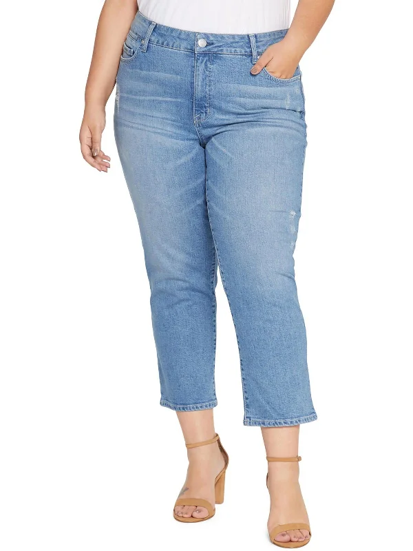Weekend Discounts to Savor Plus Womens High Rise Light Wash Straight Leg Jeans
