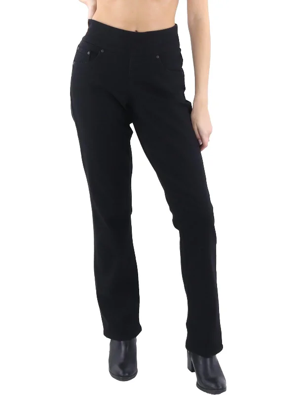 Exclusive Savings Petites Womens Mid-Rise Stretch Straight Leg Jeans
