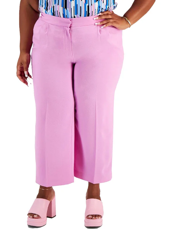 Overstock Plus Womens High Rise Stretch Straight Leg Pants