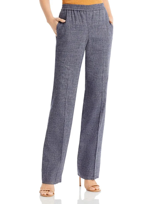 Value Deals Womens Linen Blend Melange Straight Leg Pants