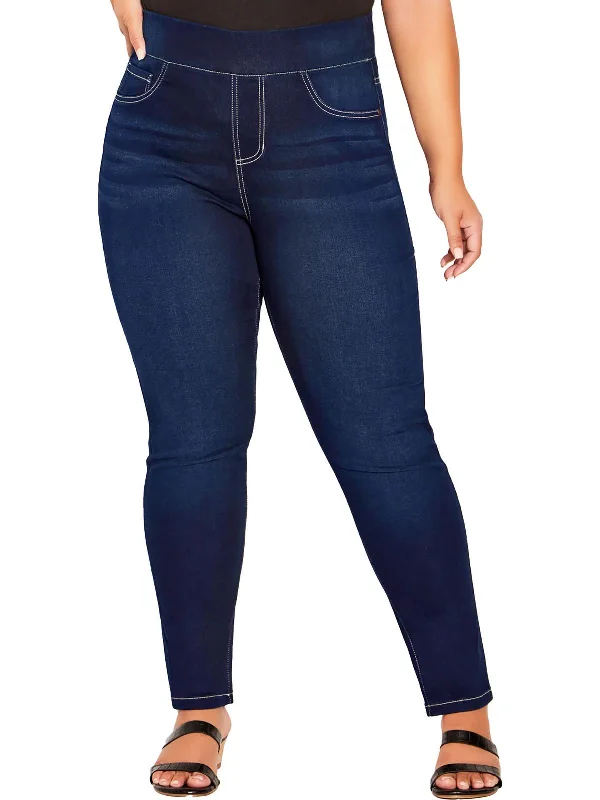 Deal Zone Womens High Rise Dark Wash Jeggings