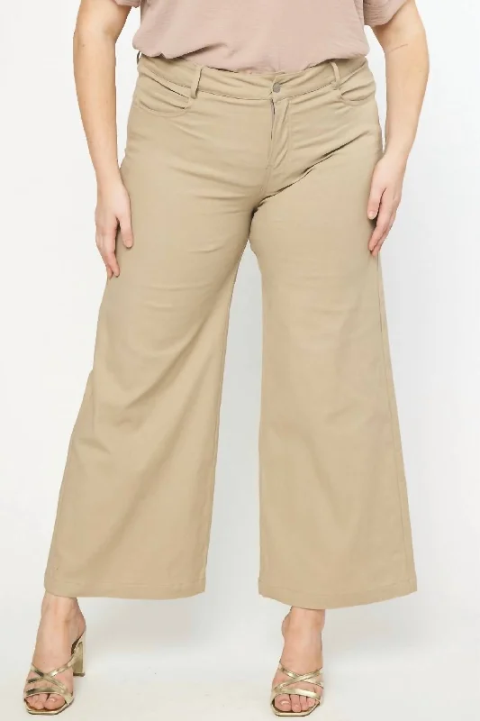 Unmissable Offer Wide Leg Pants - Plus In Tan