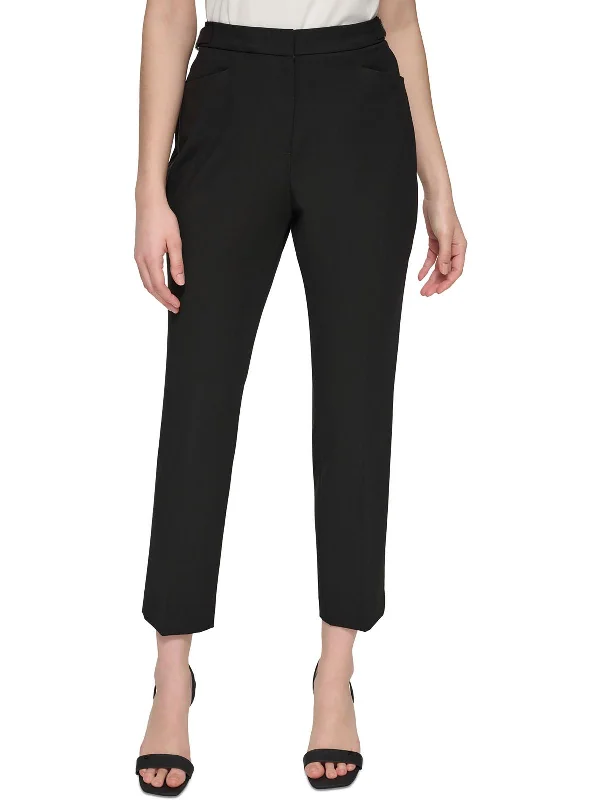 Midnight Madness Womens Mid-Rise Solid Ankle Pants