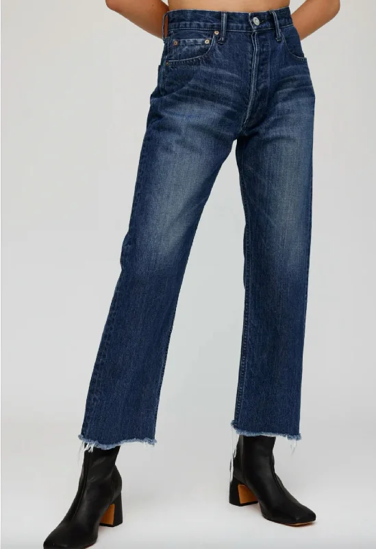 Grand Opening Sale Women's Vintage Capac Wide Straight Leg Jean In Dark Blue