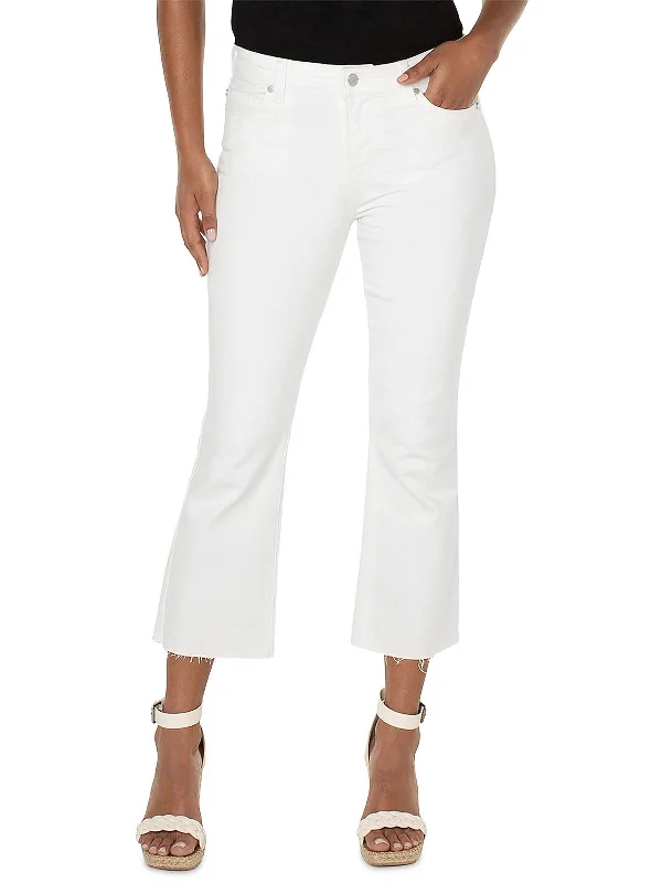Clearance Sale Womens High Rise Raw Hem Flared Jeans
