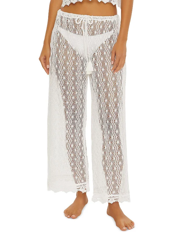 Take Advantage Womens High Rise Crochet Wide Leg Pants