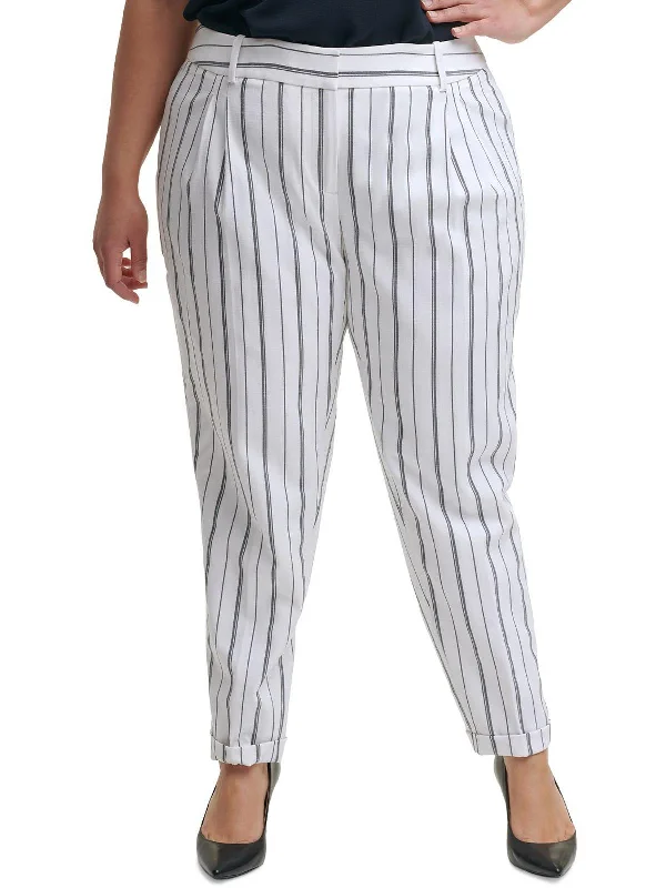 Super Sale Plus Womens Striped Slim Leg Dress Pants