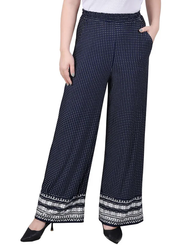 Weekend Discounts to Enjoy Petites Womens Jersey Polyester Wide Leg Pants