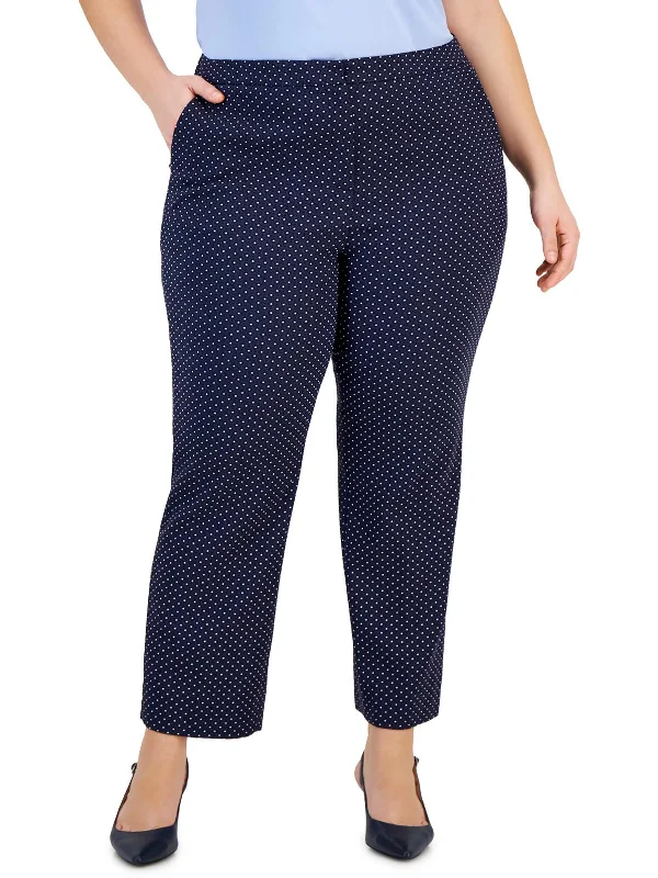 Unmissable Offer Plus Womens High Rise Polka-Dot Ankle Pants