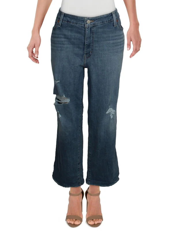 Act Fast Plus Womens Destroyed Tapered Boyfriend Jeans