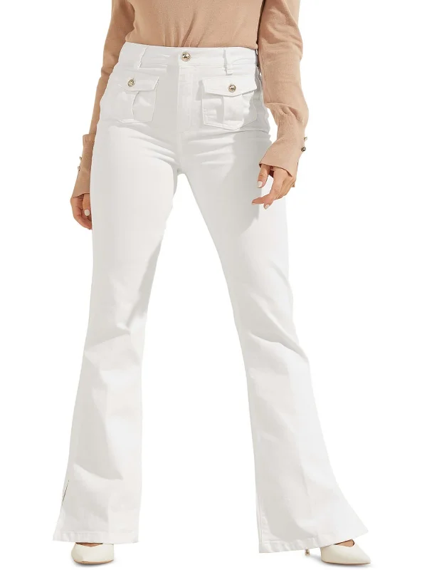 Weekend Discounts to Enjoy Womens High Rise Solid Flared Jeans