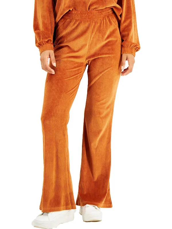 Clearance Event Juniors Womens Velour Ribbed Flared Pants