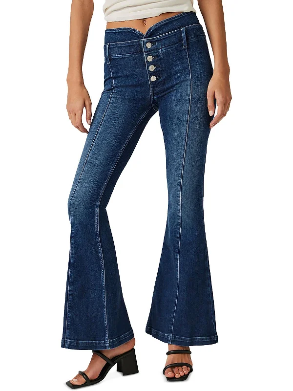 Shop Now Womens Mid-Rise Faded Flare Jeans