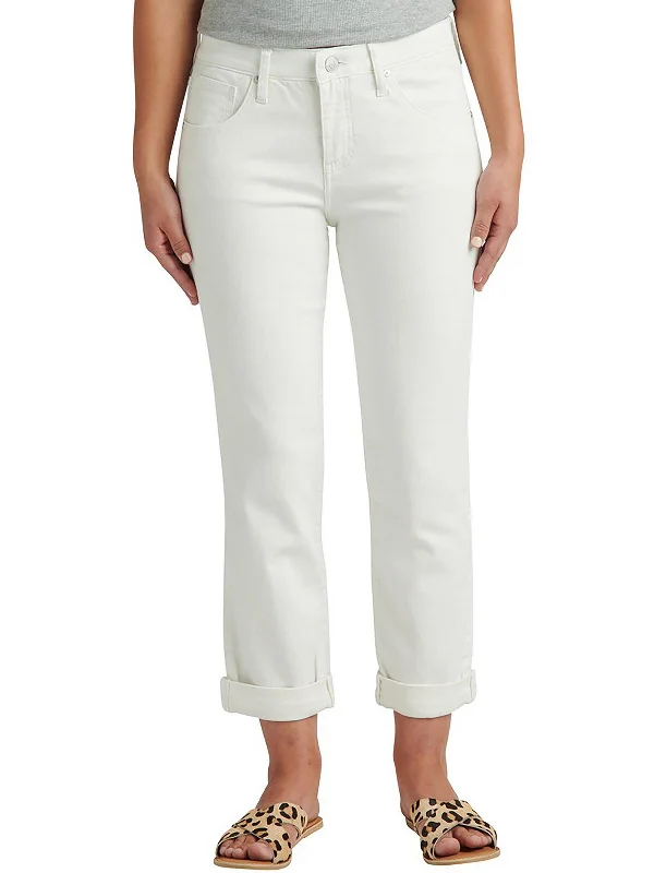 Weekend-Only Price Drops Petites Carter Womens Girlfriend Mid-Rise Ankle Jeans