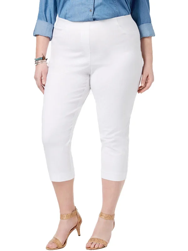 Special Offer Plus Womens Mid-Rise Pull On Capri Pants