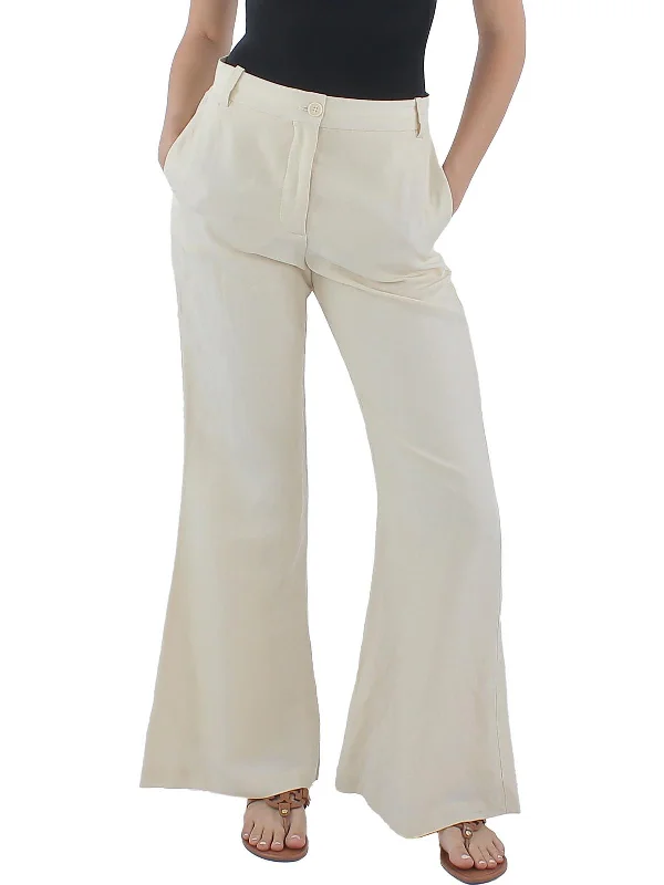 Price Rollback Carass Womens Linen Flare Legs Wide Leg Pants