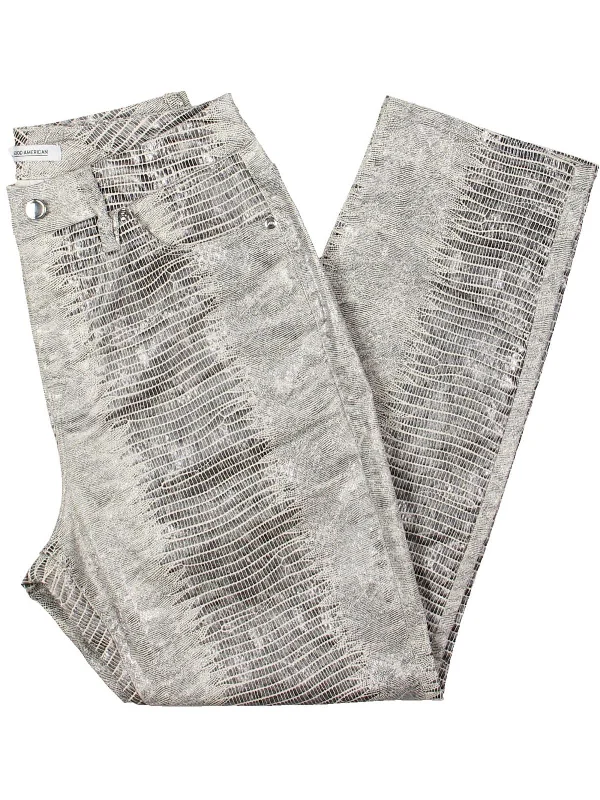 Limited Availability Womens Snake Print Cotton Straight Leg Jeans