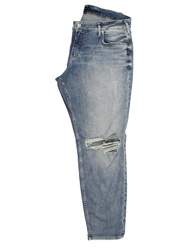 Epic Deals Plus Womens High Rise Distressed Straight Leg Jeans