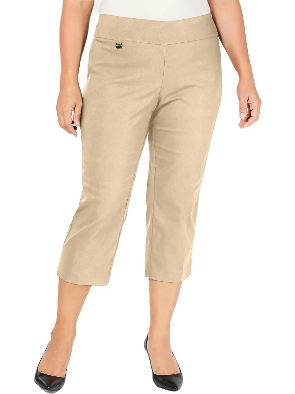 Unwind with Weekend Discounts Plus Womens Woven Stretch Capri Pants