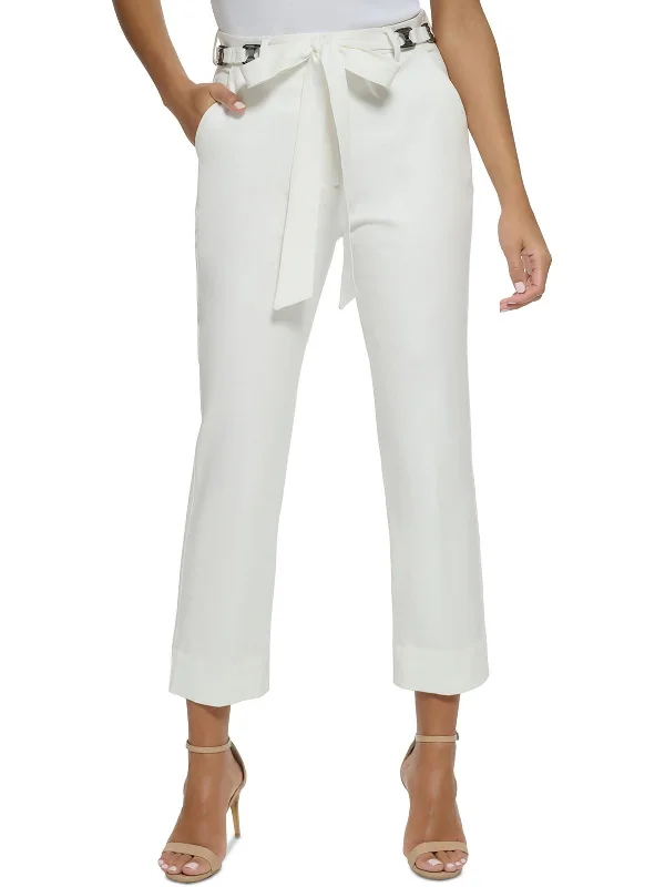 Don't Wait Womens Belted Cotton Cropped Pants