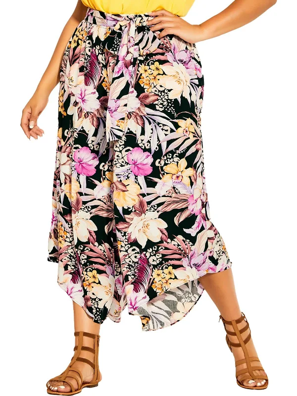Huge Discounts Juniors Womens Floral Print Crinkled Wide Leg Pants
