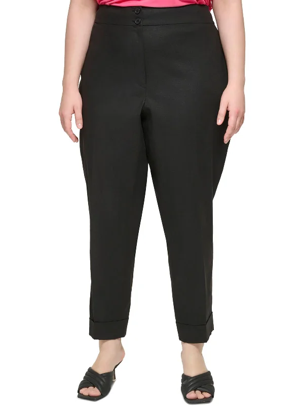 New Deals Plus Womens Cuffed Straight Leg Ankle Pants
