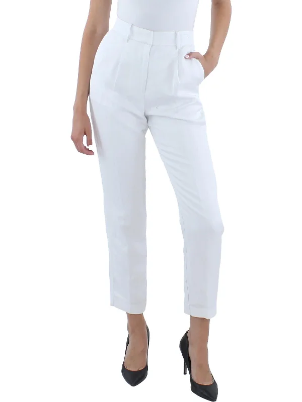 New Markdowns Womens Pleated Mid Rise Straight Leg Pants
