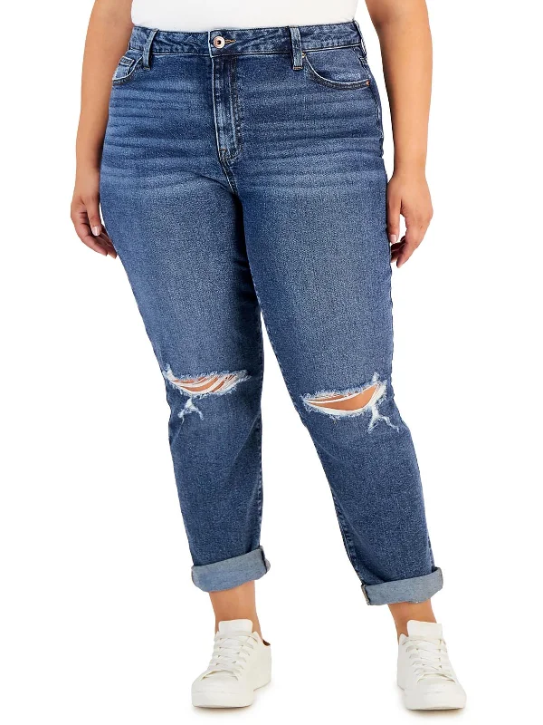 Year-End Sale Plus Womens Cuffed High Rise Mom Jeans