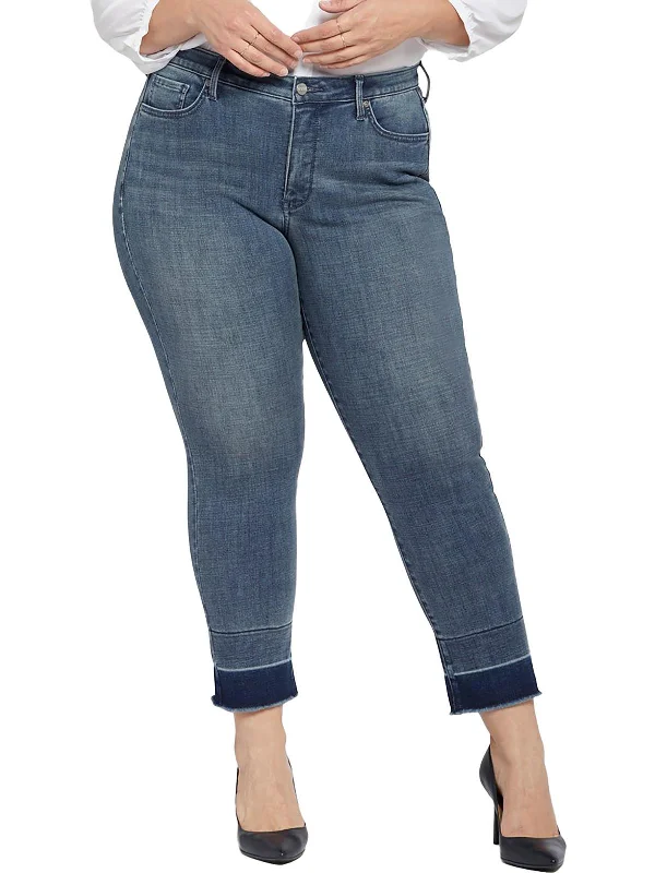 Weekend Bargains to Cherish Plus Sheri Slim Womens Lift Tuck Technology Raw Hem Ankle Jeans