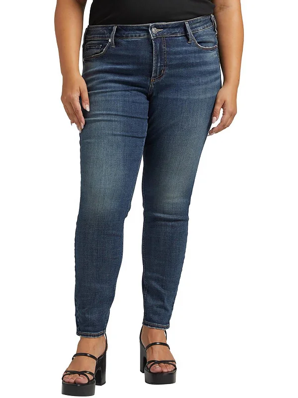 Weekend Savings Bonanza Plus Elyse Womens Mid-Rise Comfort Fit Skinny Jeans