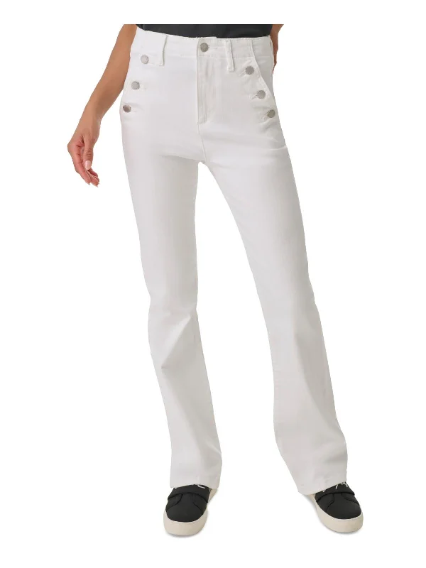 Act Now Womens Solid Denim Flared Jeans